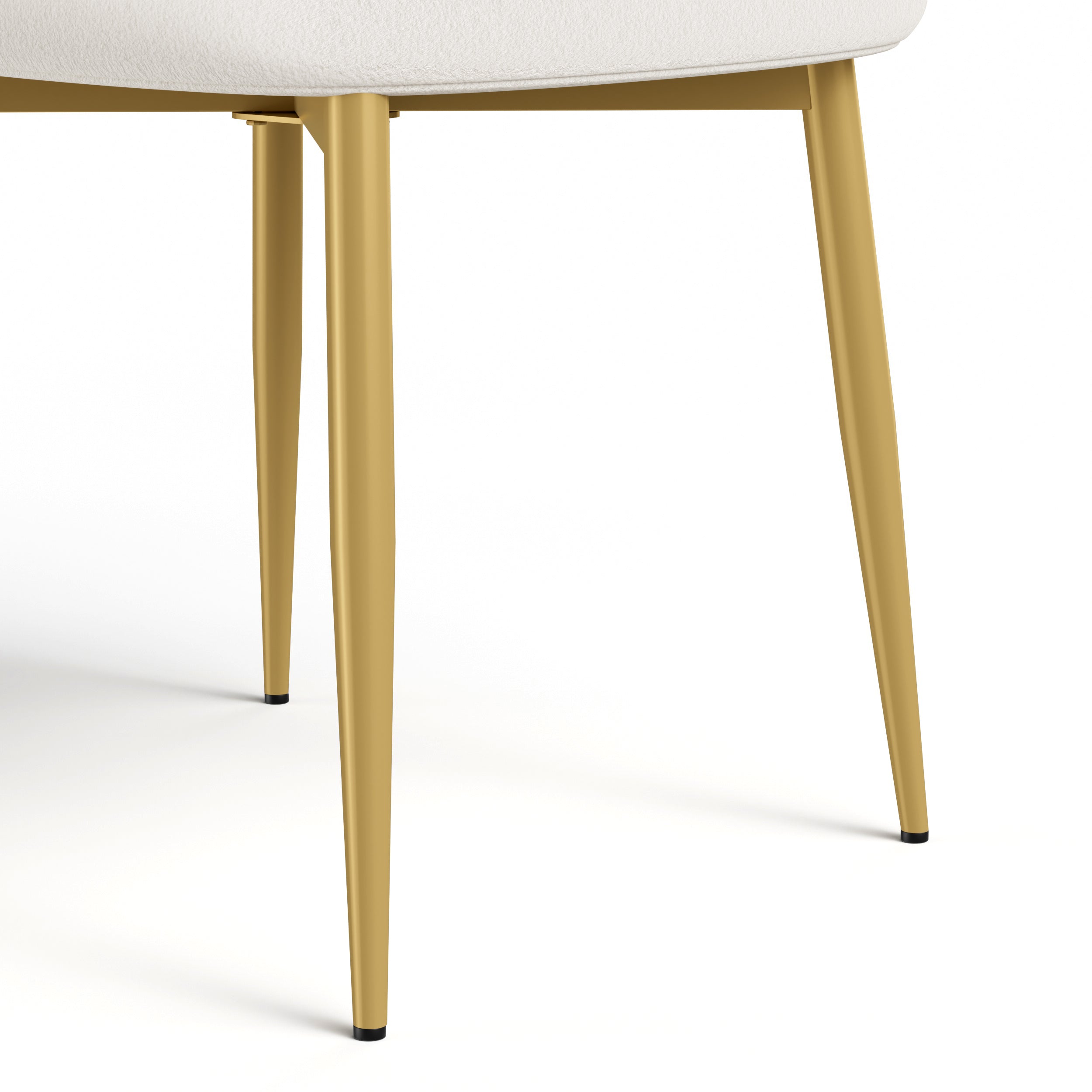 Set of 2 Modern Dining Chairs, Upholstered Kitchen Chairs with Curved Back, Metal Legs, White & Gold