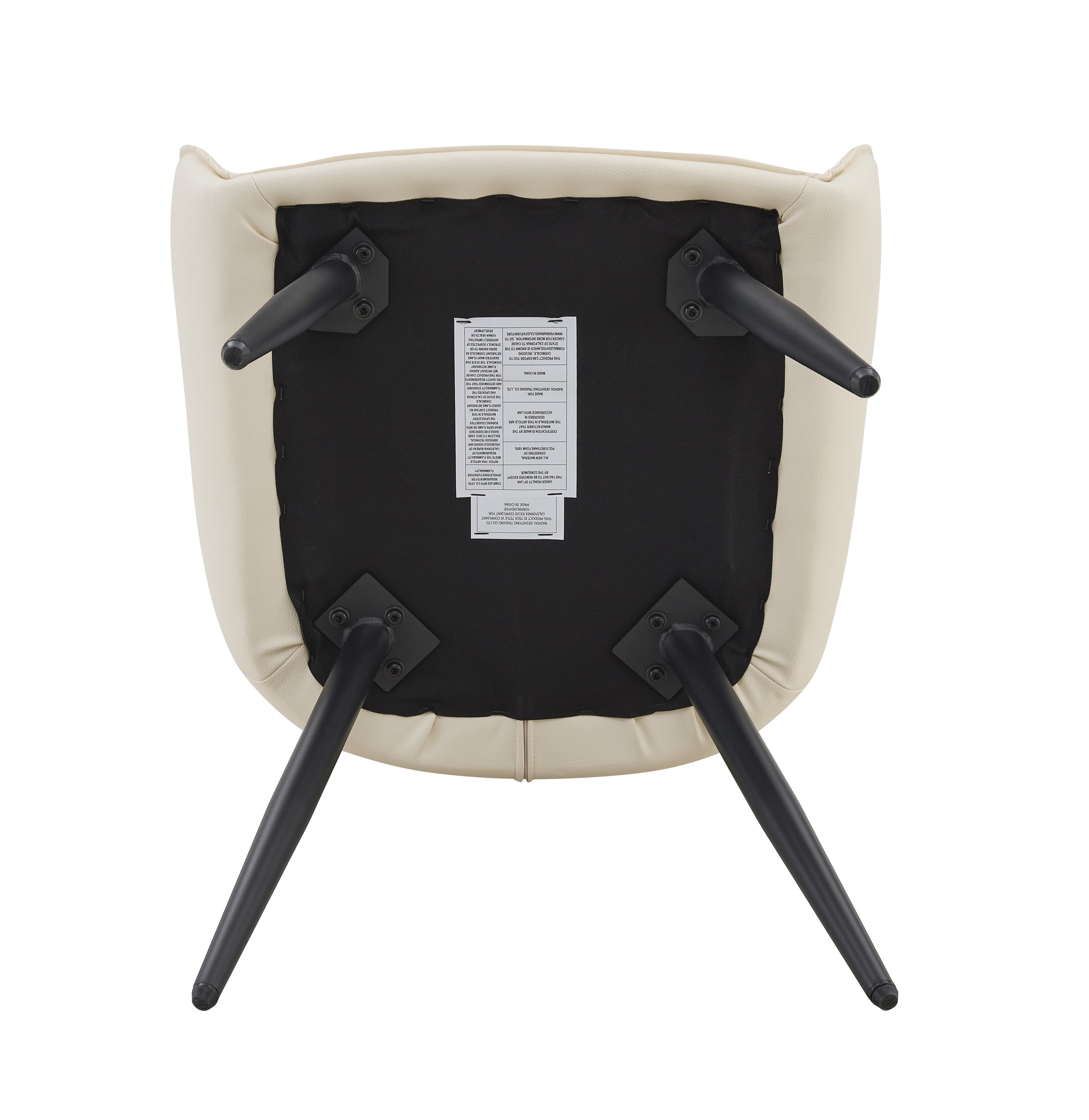 Commercial-Grade Off-White Faux Leather Dining Chairs, Metal Kitchen Chairs with Gold Mesh Design & Black Sanded Legs, Upholstered Flat Back for Dining Rooms & Hospitality Spaces (Set of 2)