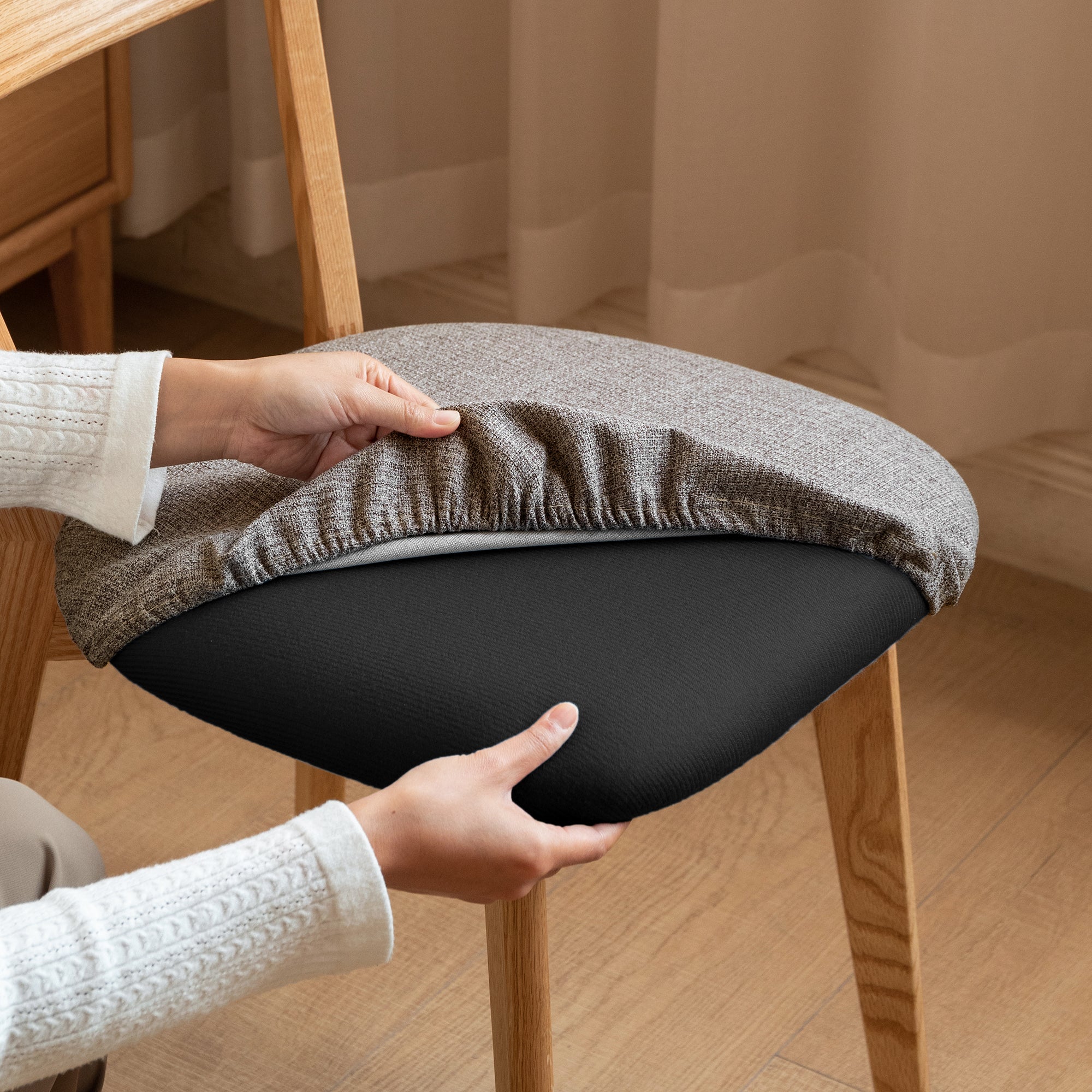 (Set of 2 pcs) Dining Chair Wooden FAS Grade Oak Natural Wood Made in North America 100% Dirt-free Wood Chair Solid Chair Table Chair Wooden Living Room Chair Simple And Natural